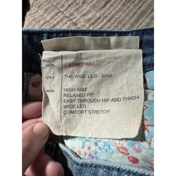 Johnny Was NWT Wide Leg Jean Denim Sisa Embroidered Pockets - 27, Southwest Boho - Picture 11 of 15